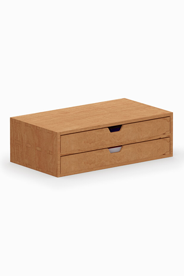 Desna Two-Tier Two-Drawer Cabinet - Cherry | 34 cm X 19 cm X 10.8 cm |