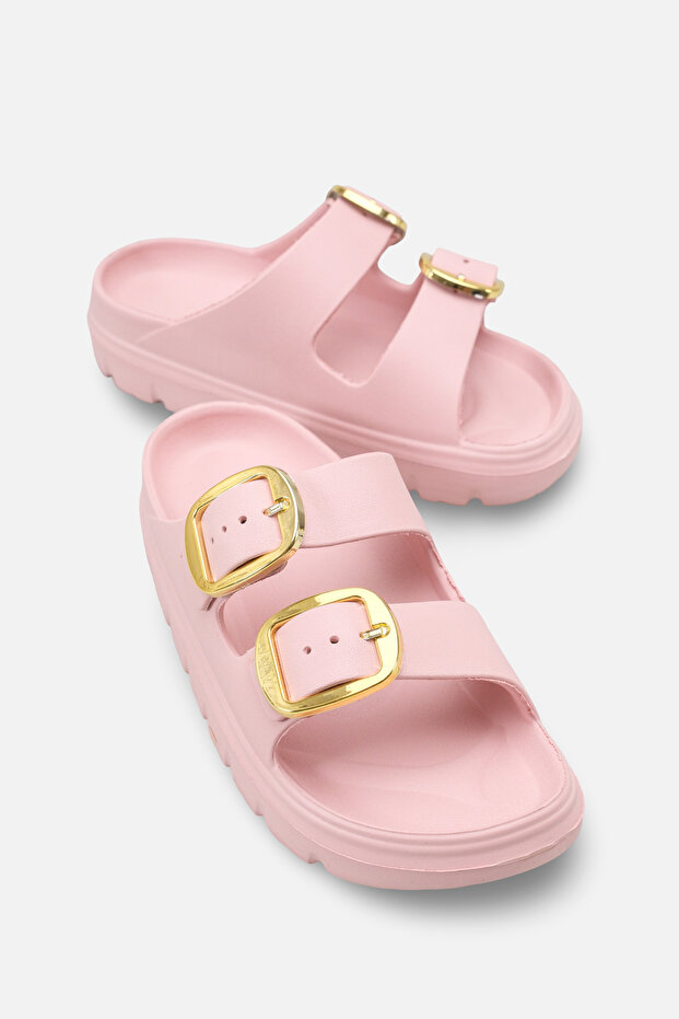 Flora Rosetti Powder Women's Buckle Double Strap Daily Comfortable Lightweight Eva Sole Slippers