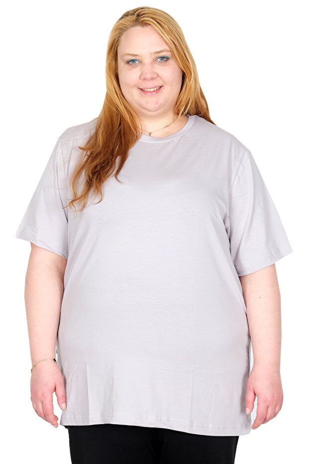 Mode XL Real Big Size Women's T-Shirt Lycra Combed Cotton 20149 Gray