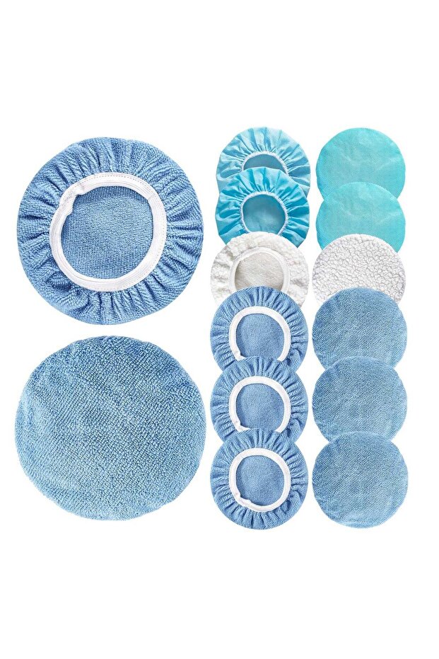 12-Piece Car Buffing Pads,5-6 Inch Microfiber & Lambswool Polishing Bonnet Kit