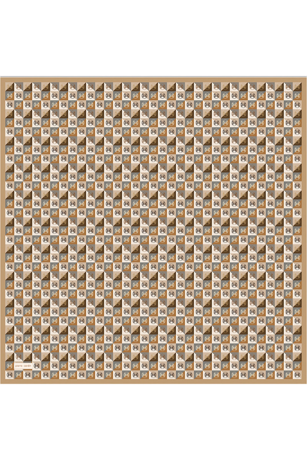 Beige 90X90 Silk Crepe Satin Scarf