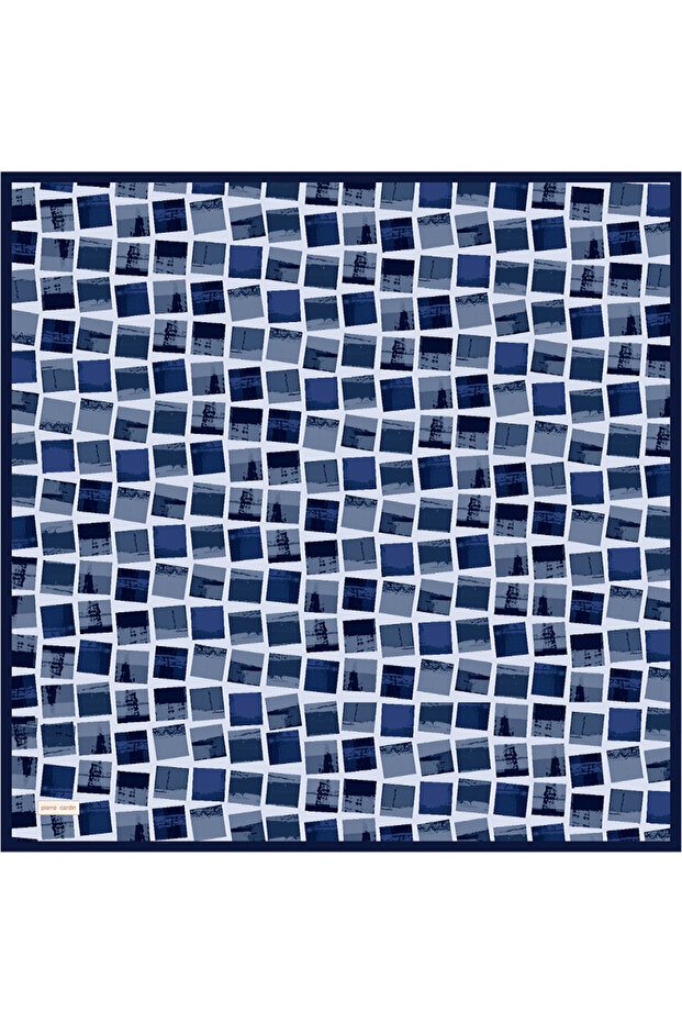 وشاح حريري أزرق مقاس 90×90