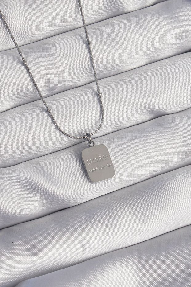 316L Steel Silver Color Square Charm Model Ke