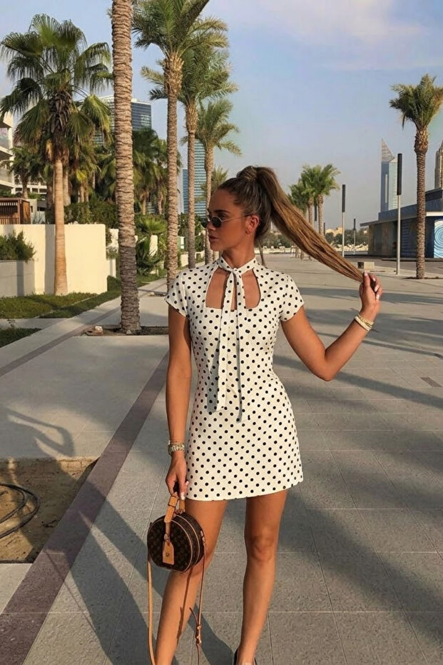 Women's Byoundan Tie-Back White Mini Dress