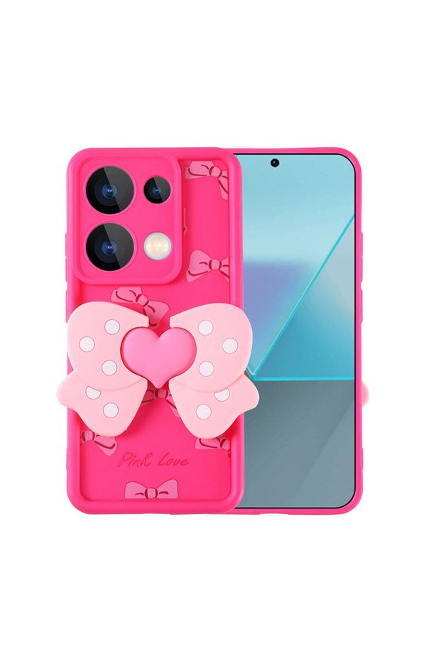 Poco M6 Pro 4g Case with Camera Protection Figure Design Brsa Kapya Cover - Pink Dark