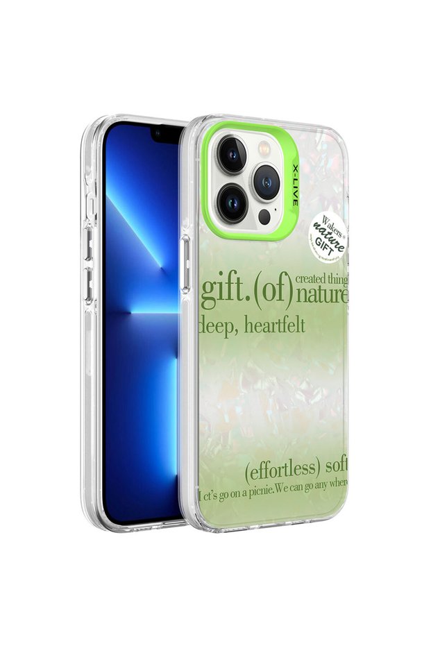 حافظة BRSA Marbello بنمط رخامي متوافقة مع هاتف iPhone 13 Pro Max - أخضر