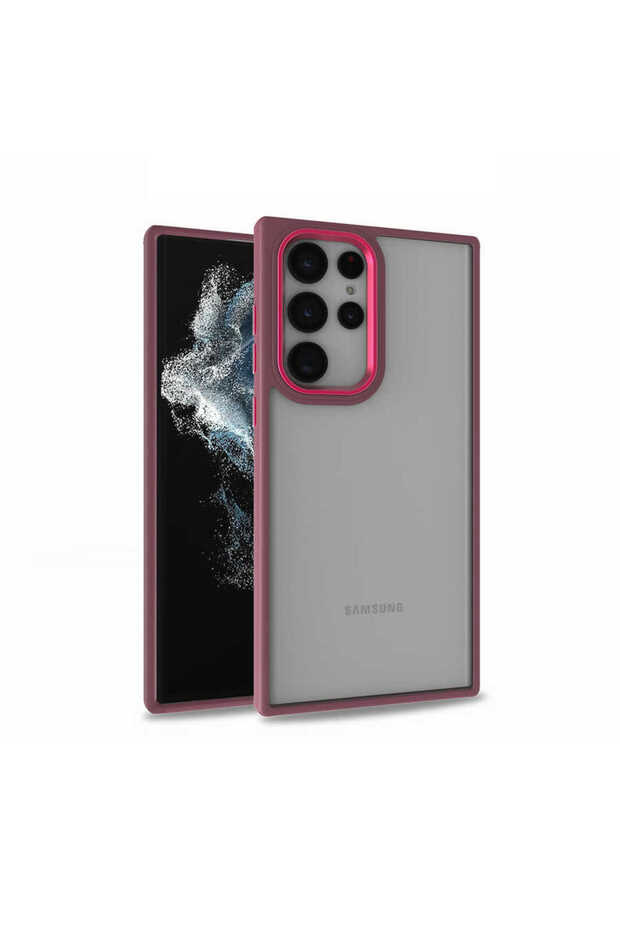 حافظة BRSA Flora متوافقة مع هاتف Galaxy S22 Ultra - أحمر