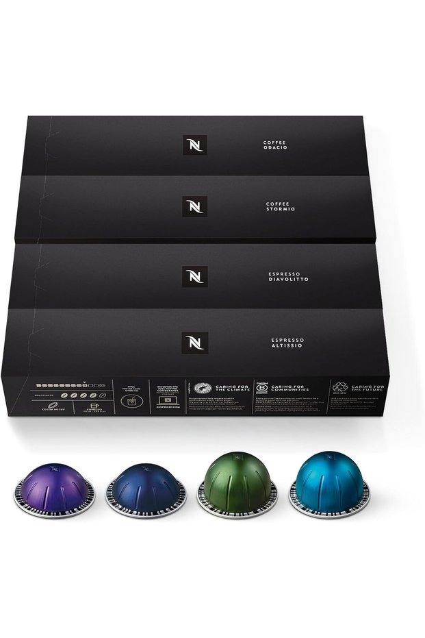 VertuoLine Coffee Pods, Dark Roast, Pack of 4 - Odacio, Stormio, Diavollitto & Altissio