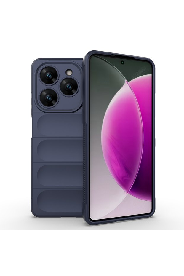 Tecno Spark 20 Pro 4g Case Flexible Tpu Hollowed Back Surface Design Brsa Ethnic Silicone Cover - Navy Blue