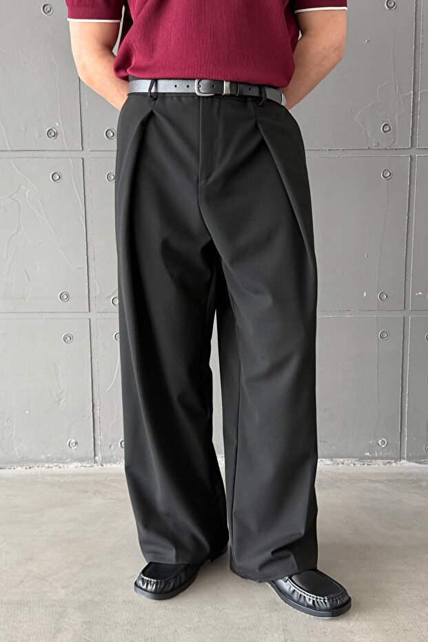 Men's Wide Pleated Korean Cut Baggy Pants