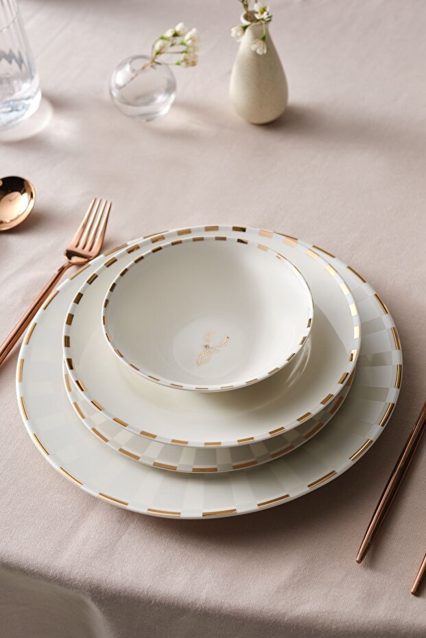 Elegance Bone Aries Metalic 24-Piece Dinnerware Set for 6 People