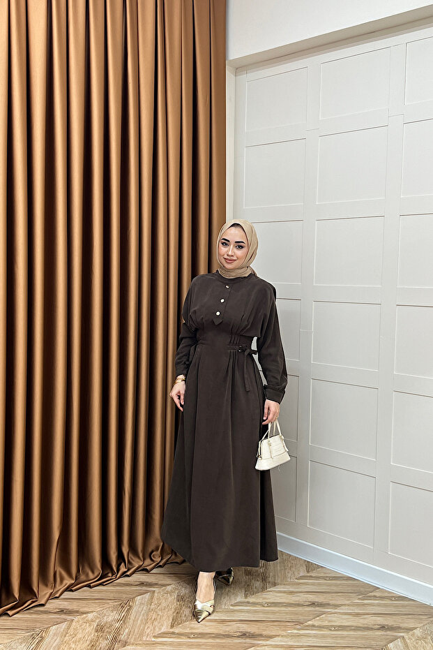 Maya Waist Detail Dress Brown