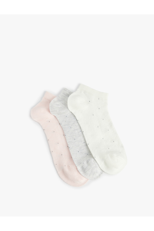 Set of 3 Polka Dot Patterned Basic Booties Socks