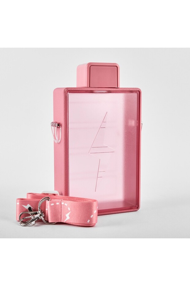 450ml water bottle, pink, adjustable strap