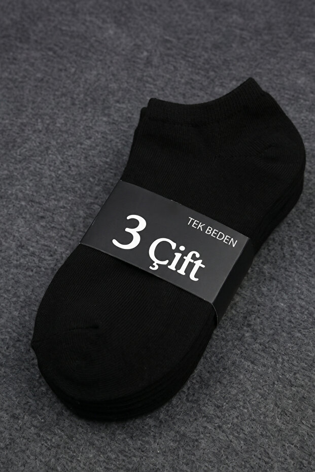 Pack of 3 Unisex Cotton Black Bootie Socks - Sweat-Proof and Non-Marking Bootie Socks