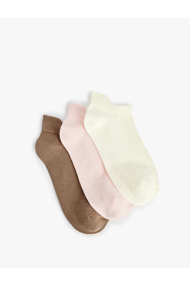Set of 3 Cotton Multicolored Basic Booties Sports Socks