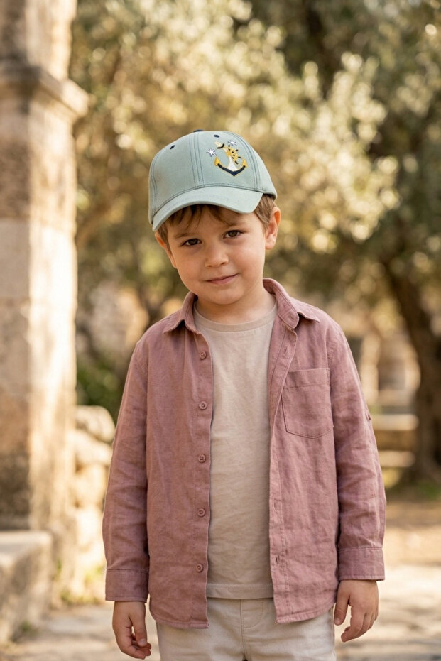 4-9 Years Old Boy's Capa Embroidery Detailed Casual Hat