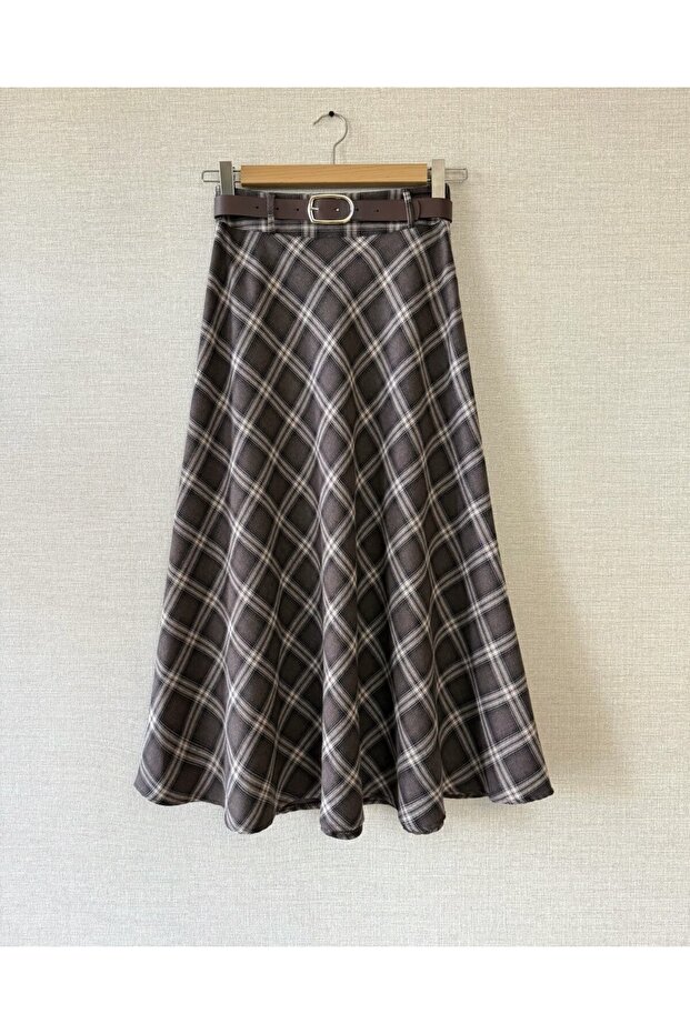 Belted Plaid Skirt