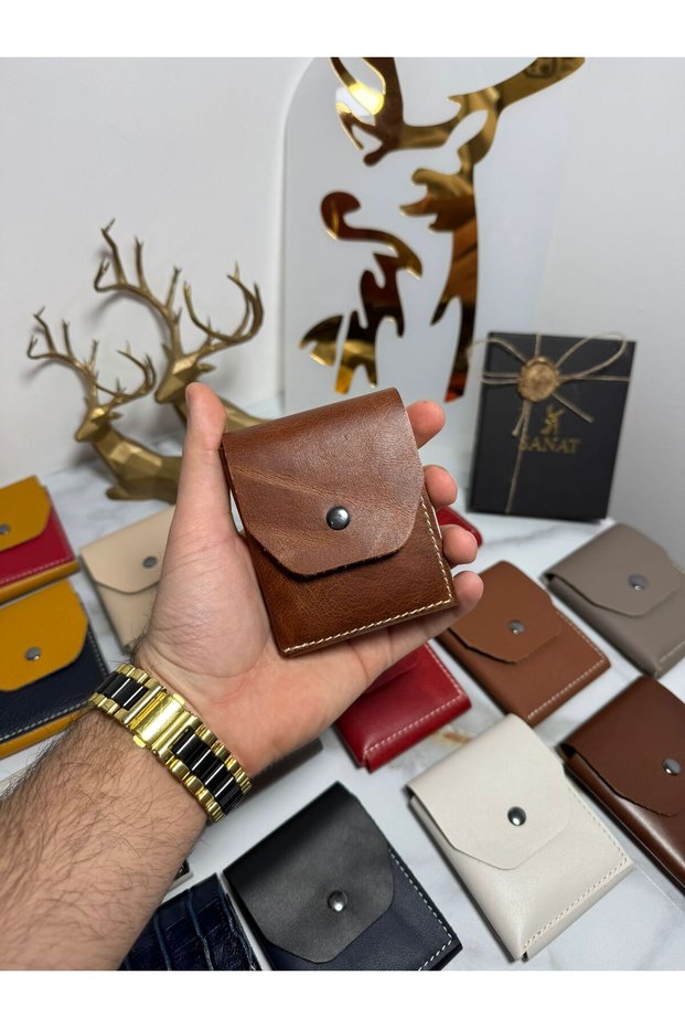 100% Genuine Crazy Leather Handmade Minimalist Wallet - Money Portfolio Stylish Quality Triod Card Holder Wallet