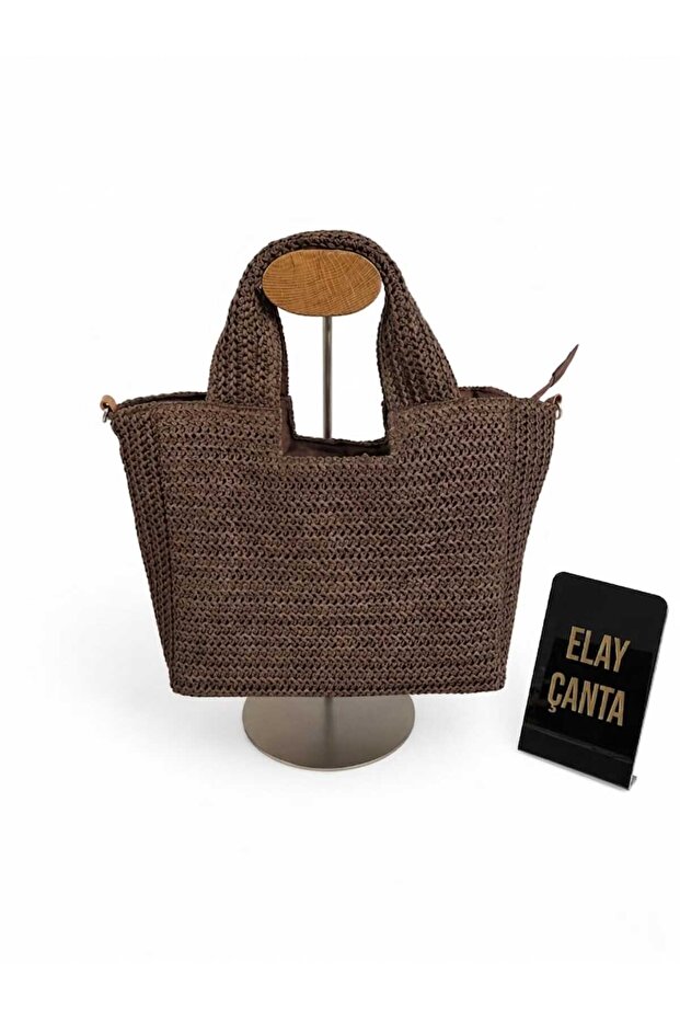 Women's Original Imported Straw Shoulder Bag with Adjustable Strap, Lined, Zippered, Daily Summer Bag