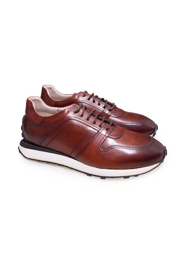 Brown Lace-Up Genuine Leather Men's Shoes