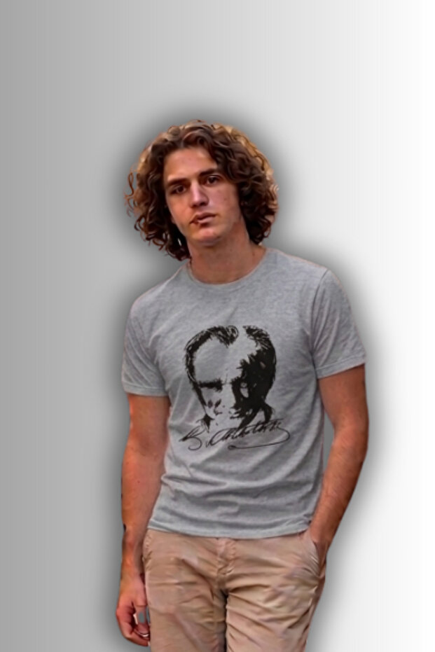 Special Design Ataturk Relieffigured and Signed Tshirt - 100% Cotton Combed Single Jersey Crew Neck Unisex