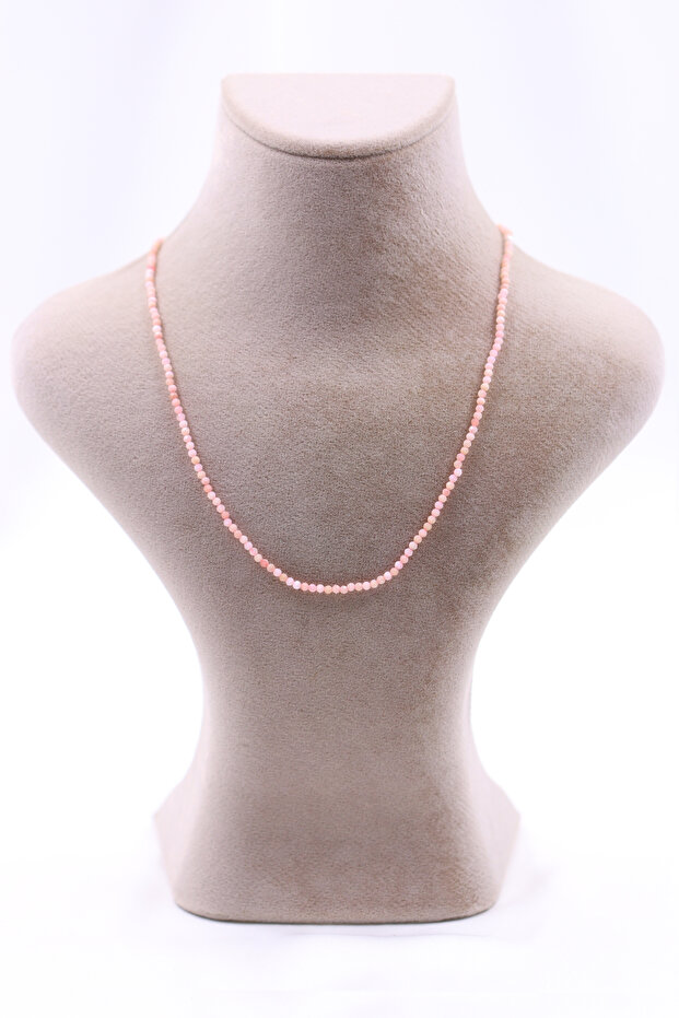 Pink Opal Stone Necklace Natural Stone Faceted Cut 2-3 mm