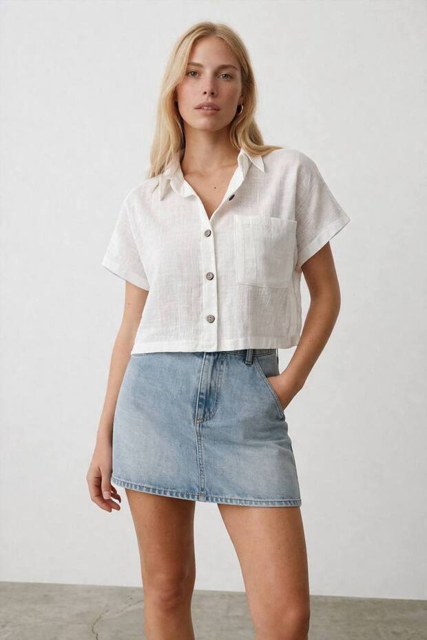 Crop Women's Linen Shirt
