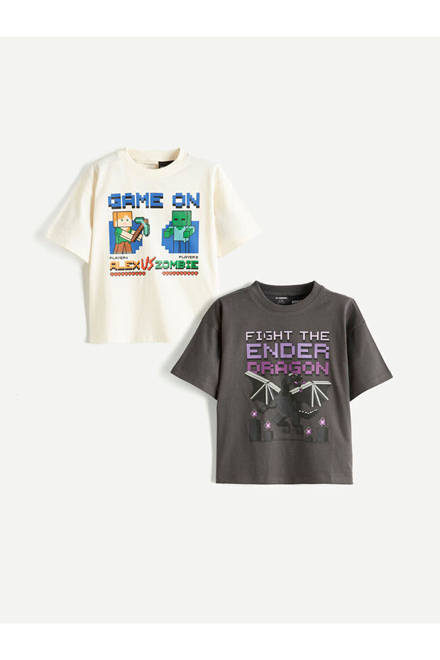 Lcw Kids Beige Boys' Printed T-Shirt 2-Pack