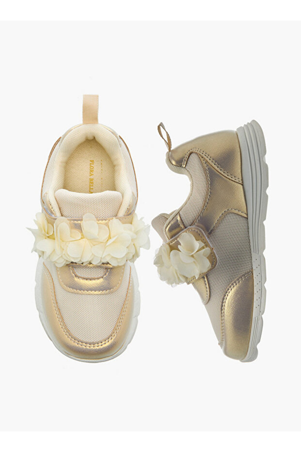 Girls Floral Embellished Hook & Loop Sneakers