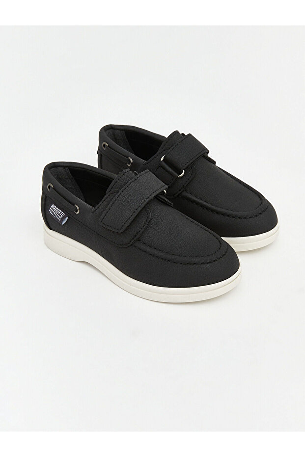 Black Leather-Look boy's classic shoes
