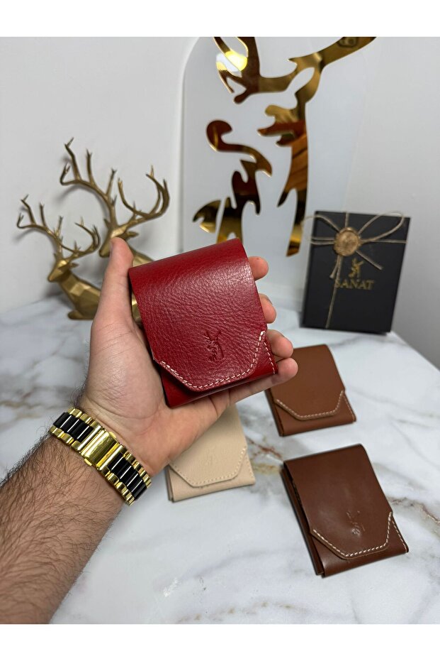 100% Genuine Crazy Leather Handmade Minimalist Wallet - Crazy Leather Stylish Quality Triod Card Holder Wallet