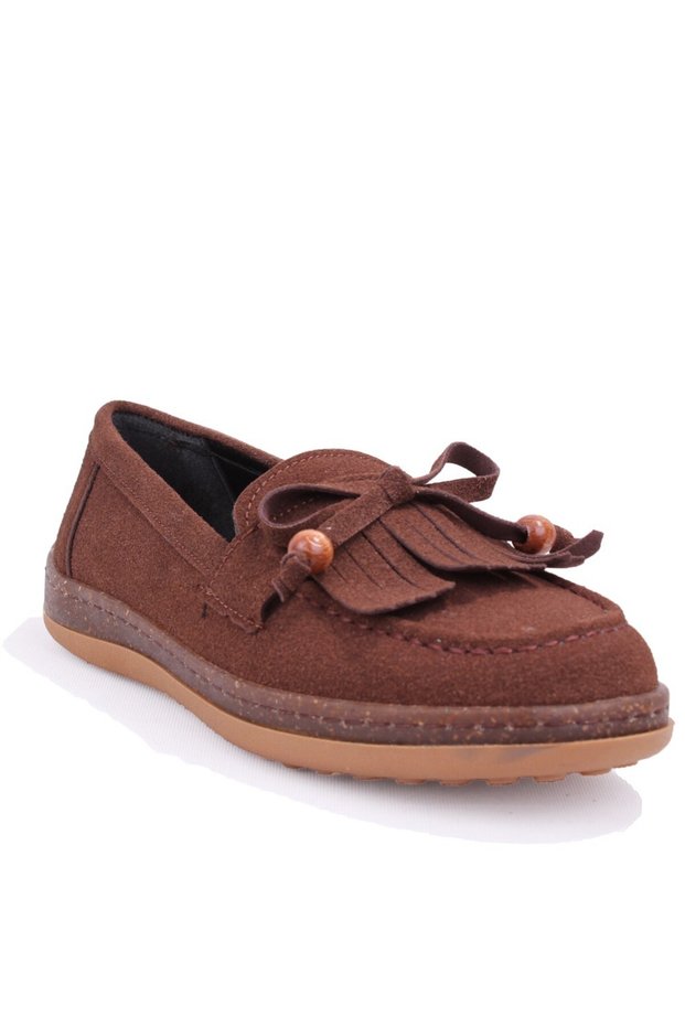 Dza07-8892001 Brown Suede Orthopedic Flat Sole Sports Women's Ballet Flats