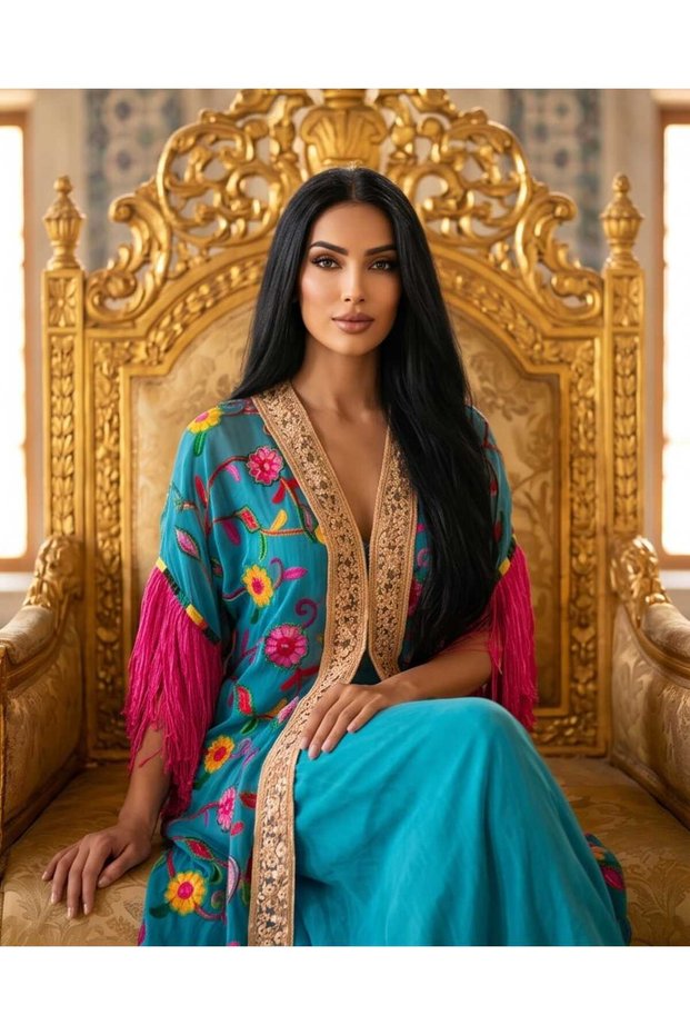 Embroidery Detailed Tasseled Bohemian Kimono