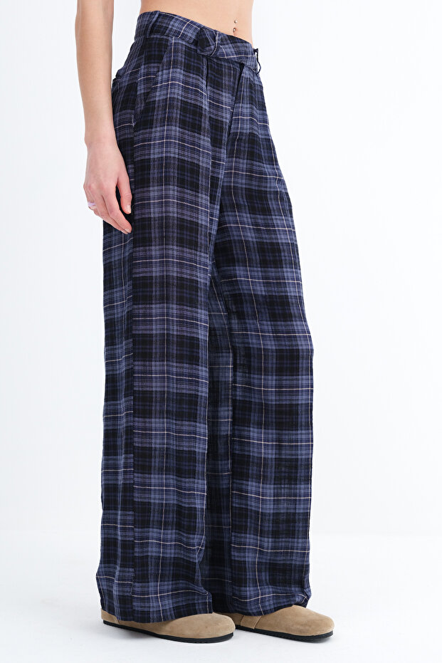 Plaid Patterned Trousers Pn18243 - 5