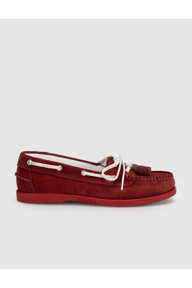 Vesava Burgundy Detailed Genuine Leather Marine Casual Boat Shoes