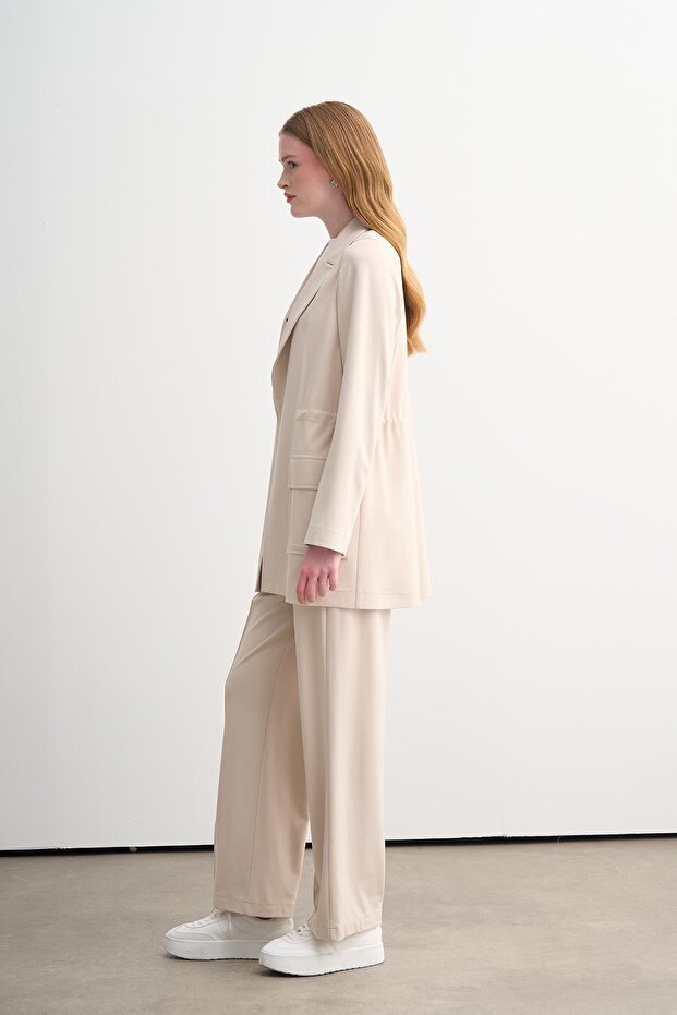 Belied Waisted Knitted Jacket Suit - 2