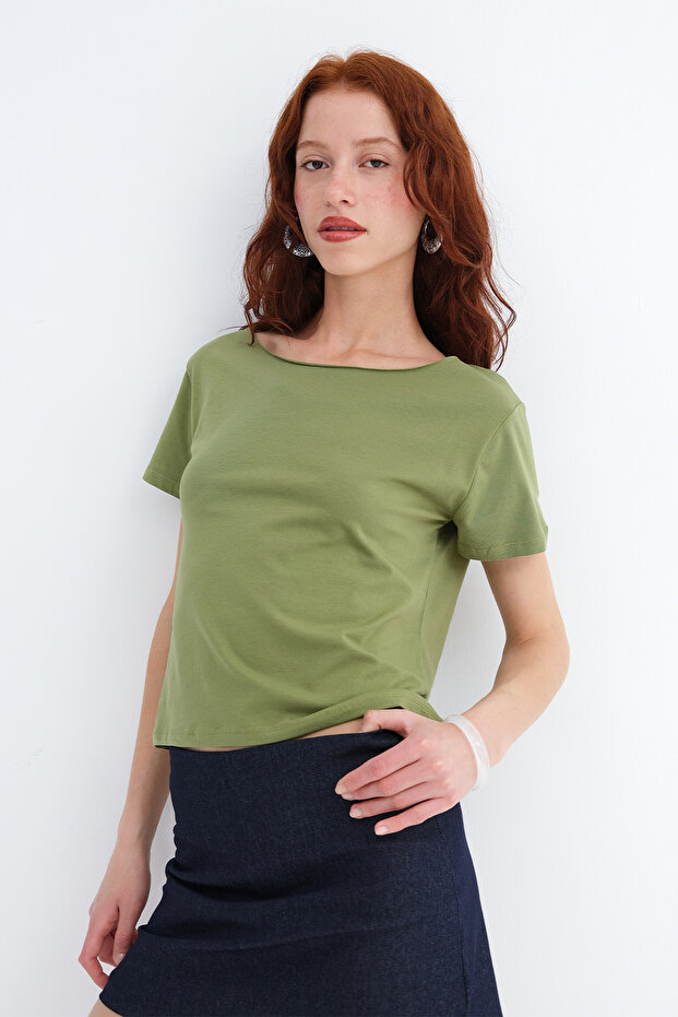 Kayık Yaka Basic T-shirt P1805 - 4