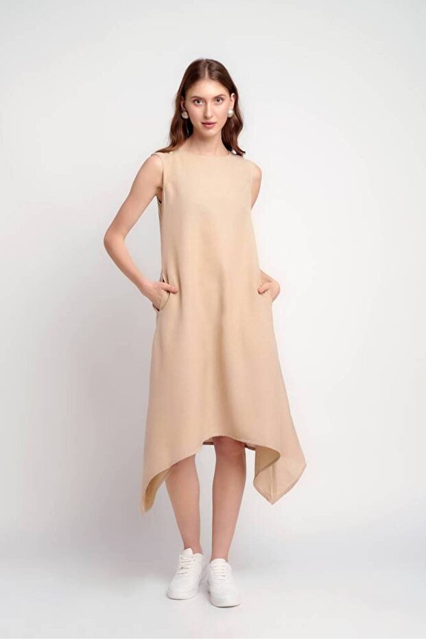 Sand Dune High Low Regular Fit Dress - M