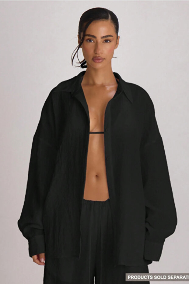 Women's Oversize Linen Shirt – Lightly Textured Summer Comfortable Fit Beach & Casual Stylish Combination