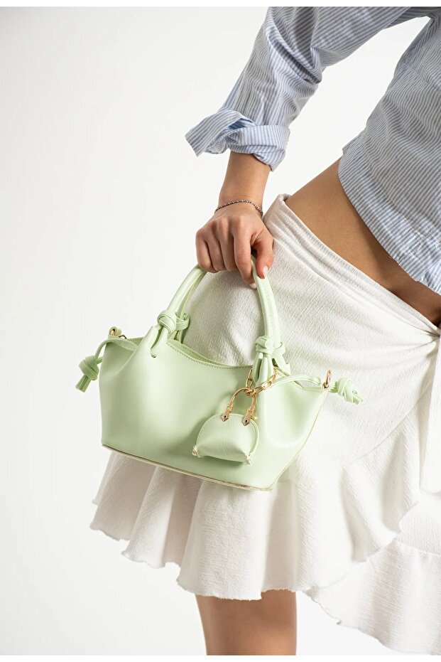 Women's Stylishly Designed Mint Green Hand and Shoulder Bag