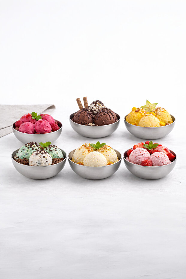 6-Piece Stainless Steel Tableware Presentation Snack Bowl Breakfast Stainless Steel Bowl