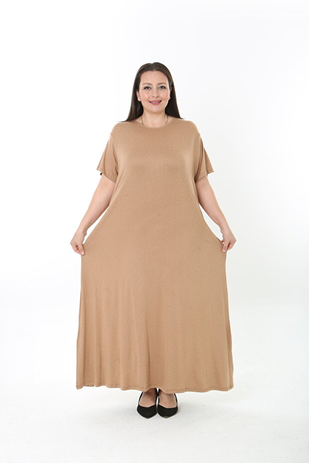Xlmodam Women's Stone-Embellished Lycra Plus Size Dress