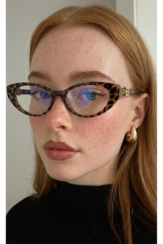 Gg Leopard Patterned Cateye Blue Light Protective Glasses | 56 Ekartman