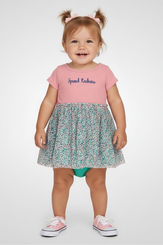 Toddlers Girl 2Pcs Dress And Panty Set, Multicolor