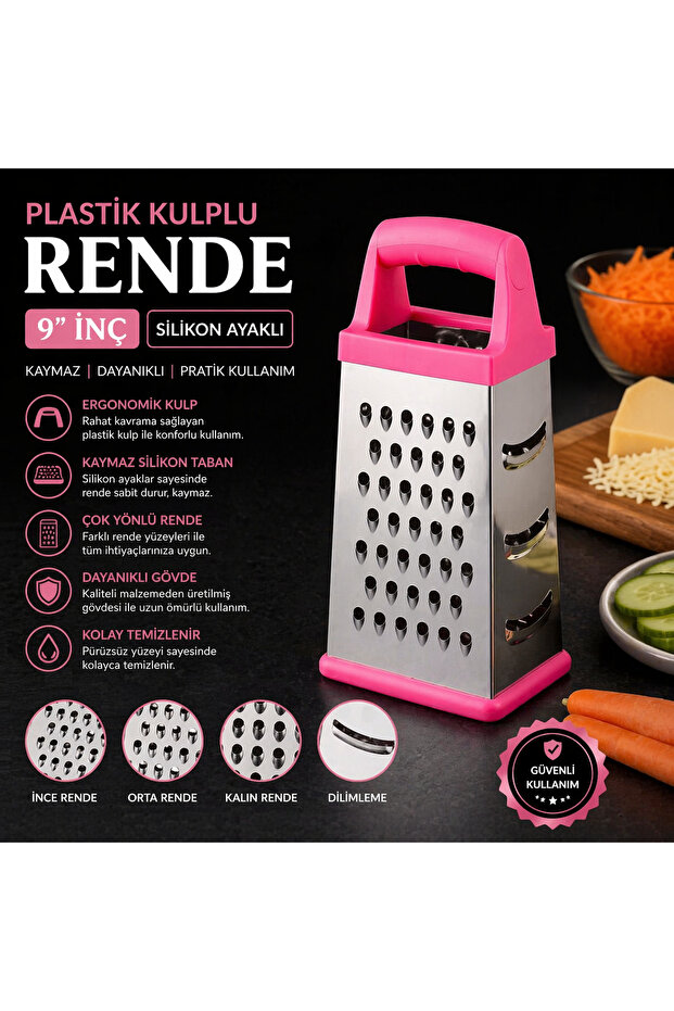 Plastic Handle Grater 9” Inch – Non-Slip Multi-Purpose Grater with Silicone Base