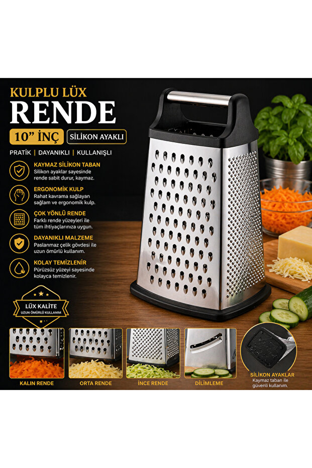 Luxury Grater with Handle 10” Inch – Non-Slip Multi-Purpose Grater with Silicone Feet