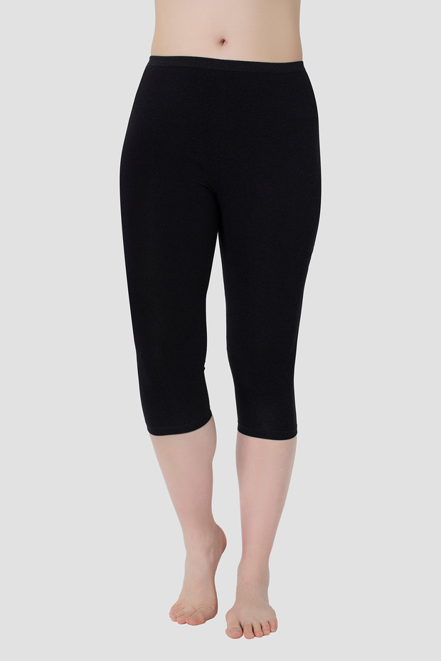 Women's Capri Tights Black Cotton Lycra