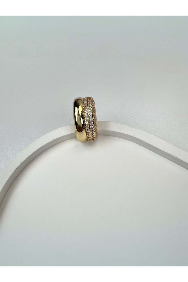 Two row stone gold cartilage earring