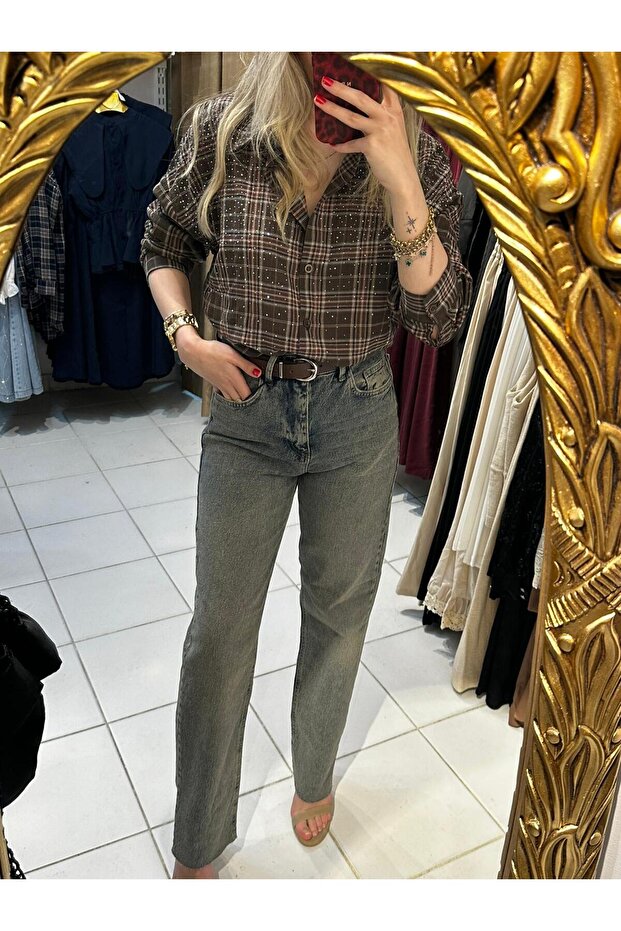 Gri spor dar paça Jean pantolon